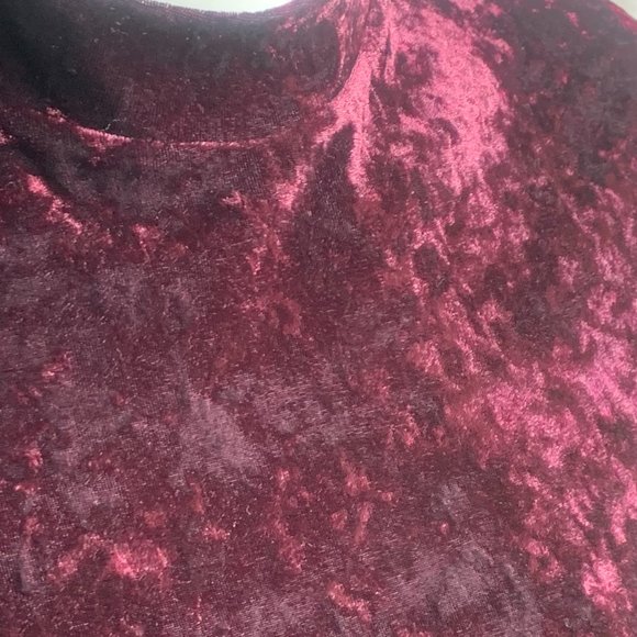 FOREVER 21 Burgundy Crushed Velvet Crop Top M - Picture 3 of 7